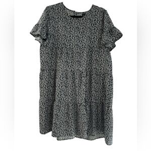 SHEIN Floral Babydoll Tiered Green Flowy Mini Dress